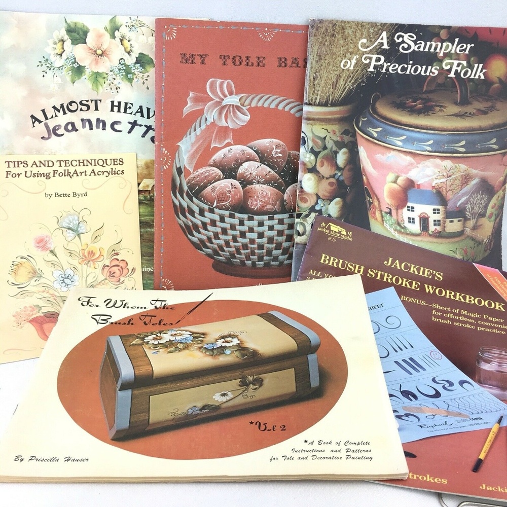 Vintage Lot of 6 Tole Painting Instruction Books